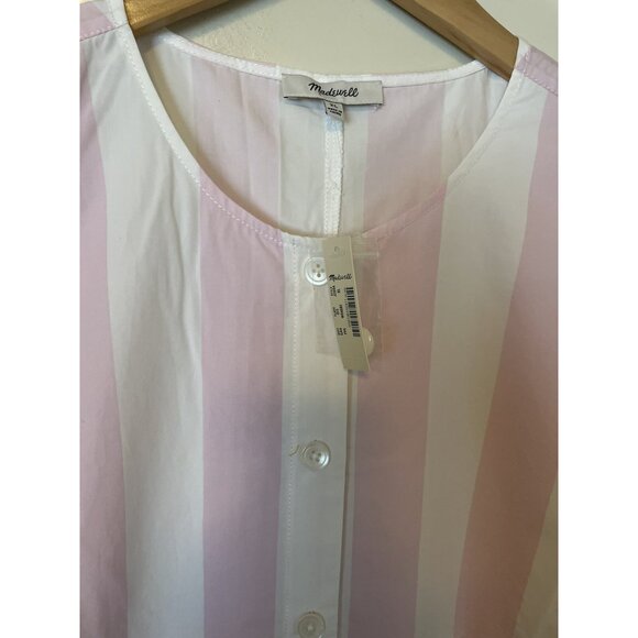 New Womens Madewell Coverall Button Jumpsuit Pink White Striped Size XL - Picture 2 of 11
